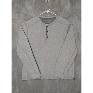 Eddie Bauer Shirt Mens Large Gray Henley Thermal Waffle Knit Long Sleeve Cotton